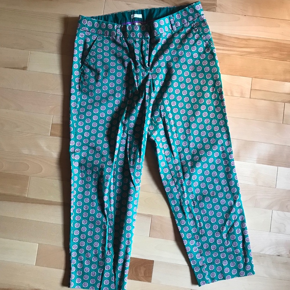 J.Crew Green Patterned Cropped Pant
